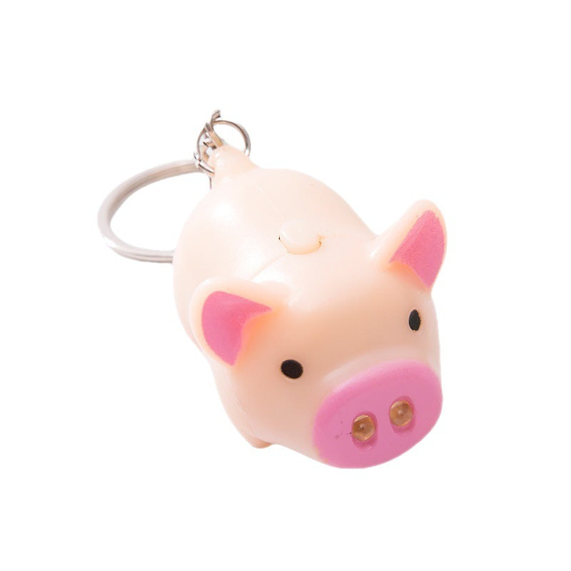Caricatura al por mayor Cartoon Piggy LED e iluminación de llavero